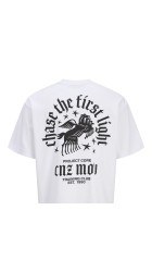 Ανδρικό T-Shirt Jack & Jones Jcocnz Berlin Graphik Cutout Tee Crew Neck 12274242 Λευκό