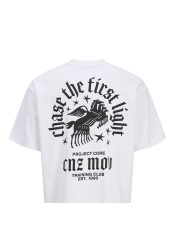 Ανδρικό T-Shirt Jack & Jones Jcocnz Berlin Graphik Cutout Tee Crew Neck 12274242 Λευκό