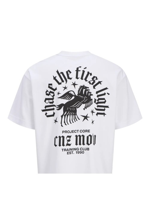 Ανδρικό T-Shirt Jack & Jones Jcocnz Berlin Graphik Cutout Tee Crew Neck 12274242 Λευκό