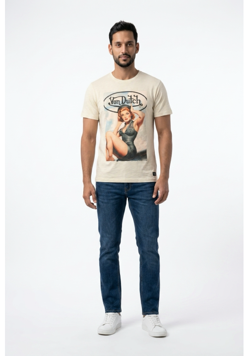 Ανδρικό T-Shirt Von VD/1TR/GIRLS1 Beige