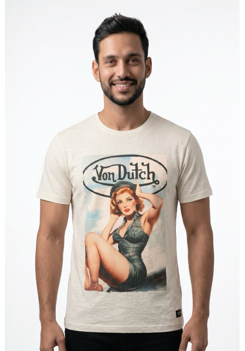 Ανδρικό T-Shirt Von VD/1TR/GIRLS1 Beige