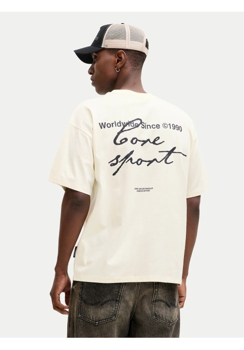 Ανδρικό T-Shirt Jack & Jones JCodust Script Back Tee SS Crew Neck 12292982 Sweet Corn