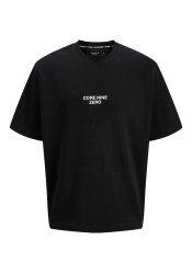Ανδρικό T-Shirt Jack & Jones Jcocnz Berlin Graphik  Cutout Tee Crew Neck  12274242 Μαύρο