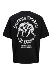 Ανδρικό T-Shirt Jack & Jones Jcocnz Berlin Graphik  Cutout Tee Crew Neck  12274242 Μαύρο