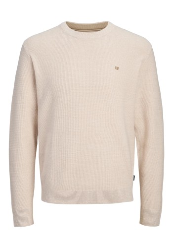 Ανδρικό Πλεκτό Βαμβακερό Jack & Jones JPRBlurex Knit Crew Neck LN  12284353 Whitecap Gray