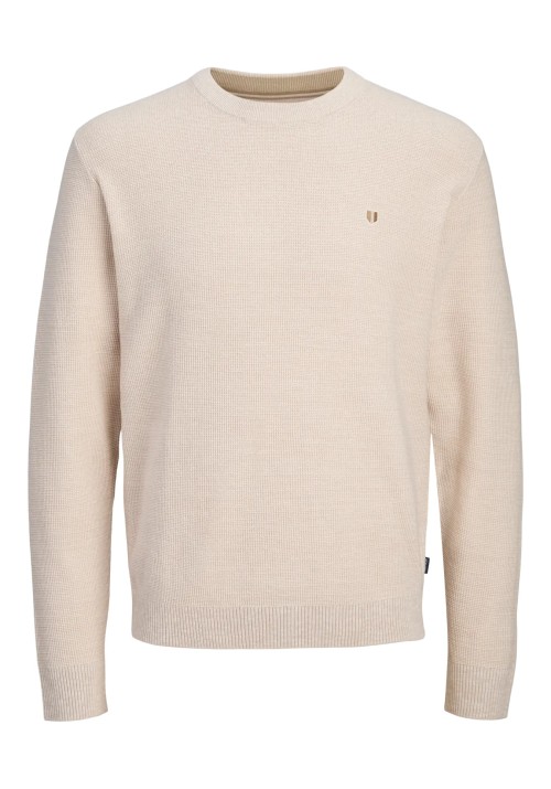 Ανδρικό Πλεκτό Βαμβακερό Jack & Jones JPRBlurex Knit Crew Neck LN  12284353 Whitecap Gray