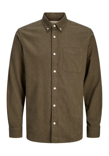 Ανδρικό Πουκάμισο Jack & Jones Jprblubrook Twill Solid L/S Shirt LN 12282353 Stone Gray