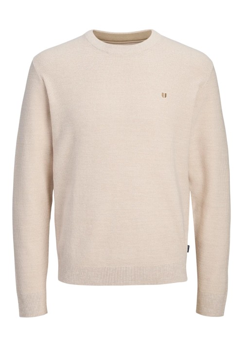 Ανδρικό Πλεκτό Βαμβακερό Jack & Jones JPRBlurex Knit Crew Neck LN  12284353 Whitecap Gray