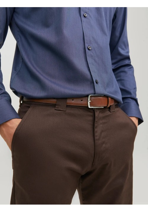 Ανδρική Ζώνη Δερμάτινη Jack & Jones Jacchristopher Belt Noos 12136795 Cognac Normal buckle