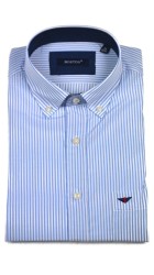 Aνδρικο Πουκάμισο με Κανονική Γραμμή BOSTON 1005-1 Μακρυμάνικο Ριγέ Γαλάζιο