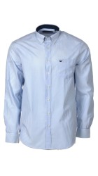 Aνδρικο Πουκάμισο με Κανονική Γραμμή BOSTON 1005-1 Μακρυμάνικο Ριγέ Γαλάζιο