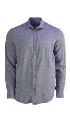 Ανδρικό Πουκάμισο Λινό Boston12001-10 Μπλε