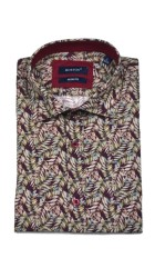 Ανδρικό Πουκάμισο με Στενή Γραμμή Floral Boston18954-1 Μακρυμάνικο Μπορντό