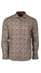 Ανδρικό Πουκάμισο με Στενή Γραμμή Floral Boston18954-1 Μακρυμάνικο Μπορντό