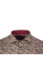Ανδρικό Πουκάμισο με Στενή Γραμμή Floral Boston18954-1 Μακρυμάνικο Μπορντό