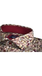 Ανδρικό Πουκάμισο με Στενή Γραμμή Floral Boston18954-1 Μακρυμάνικο Μπορντό