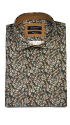 Ανδρικό Πουκάμισο με Στενή Γραμμή Boston 18954-4 Μακρυμάνικο Λαδί