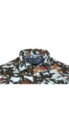 Ανδρικό Πουκάμισο με Στενή Γραμμή Floral Boston 200-2 Μακρυμάνικο Γαλάζιο-Καφέ