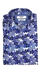 Ανδρικό Πουκάμισο με Στενή Γραμμή Floral Boston 200-3 Μακρυμάνικο Γαλάζιο