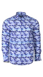 Ανδρικό Πουκάμισο με Στενή Γραμμή Floral Boston 200-3 Μακρυμάνικο Γαλάζιο