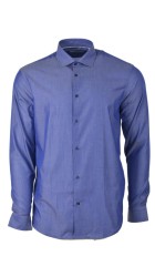 Ανδρικό Πουκάμισο με Στενή Γραμμή Boston 200-5 Μακρυμάνικο Μπλε