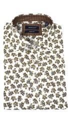 Aνδρικό Πουκάμισο με Στενή Γραμμή Βoston Floral 300-1 Μακρυμάνικο Λευκό