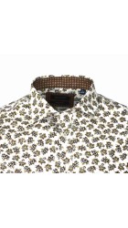 Aνδρικό Πουκάμισο με Στενή Γραμμή Βoston Floral 300-1 Μακρυμάνικο Λευκό