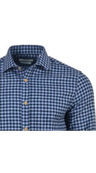 Ανδρικό Πουκάμισο Φανέλα με Στενή Γραμμή Boston 3444-1 Καρό Μπλε