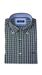 Ανδρικό Πουκάμισο με Κανονική Γραμμή Boston 350-2 Μακρυμάνικο Καρό Μπλε