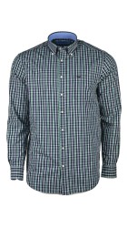 Ανδρικό Πουκάμισο με Κανονική Γραμμή Boston 350-2 Μακρυμάνικο Καρό Μπλε