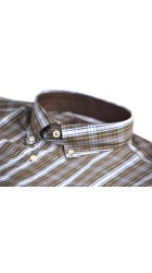 Ανδρικό Πουκάμισο με Κανονική Γραμμή Boston 301-4 Μακρυμάνικο Καρό Καφέ