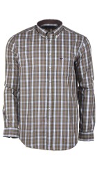 Ανδρικό Πουκάμισο με Κανονική Γραμμή Boston 301-4 Μακρυμάνικο Καρό Καφέ