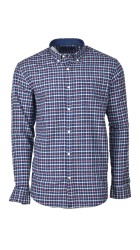 Aνδρικό Πουκάμισo με Κανονική Γραμμή BOSTON 4404-2 Μακρυμάνικο Καρό Μπλε