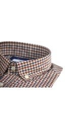 Ανδρικό Πουκάμισο με Κανονική Γραμμή Boston 7354-2 Μακρυμάνικο Καρό Μπεζ-Καφέ