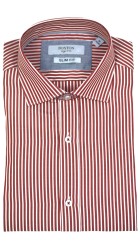 Ανδρικό Πουκάμισο με Στενή Γραμμή Boston 7708-8 Μακρυμάνικο  Ριγέ Κόκκινο