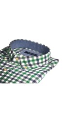 Ανδρικό Πουκάμισο Λινό σε Κανονική Γραμμή Boston 414-3 Καρό Μακρυμάνικο Πράσινο