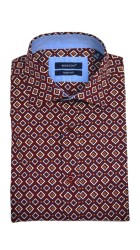 Ανδρικό Πουκάμισο με Στενή Γραμμή Boston 352-2 Μακρυμάνικο Μπορντό