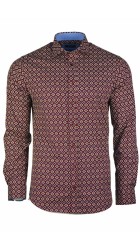 Ανδρικό Πουκάμισο με Στενή Γραμμή Boston 352-2 Μακρυμάνικο Μπορντό