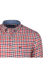 Ανδρικό Πουκάμισο Λινό με Κανονική Γραμμή Boston 414-2  Καρό  Μακρυμάνικο Κόκκινο