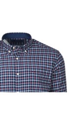 Aνδρικό Πουκάμισo με Κανονική Γραμμή BOSTON 4404-2 Μακρυμάνικο Καρό Μπλε