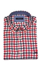 Ανδρικό Πουκάμισο Λινό με Κανονική Γραμμή Boston 414-2  Καρό  Μακρυμάνικο Κόκκινο