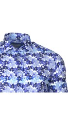 Ανδρικό Πουκάμισο με Στενή Γραμμή Floral Boston 200-3 Μακρυμάνικο Γαλάζιο