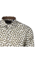 Aνδρικό Πουκάμισο με Στενή Γραμμή Βoston Floral 300-1 Μακρυμάνικο Λευκό