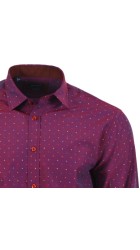 Ανδρικό Πουκάμισο με Στενή Γραμμή Boston 8004-2 Flloral Μακρυμάνικο Μωβ