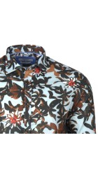 Ανδρικό Πουκάμισο με Στενή Γραμμή Floral Boston 200-2 Μακρυμάνικο Γαλάζιο-Καφέ