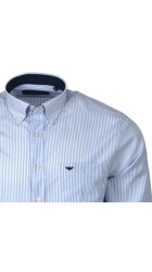 Aνδρικο Πουκάμισο με Κανονική Γραμμή BOSTON 1005-1 Μακρυμάνικο Ριγέ Γαλάζιο