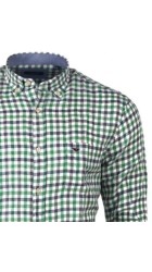 Ανδρικό Πουκάμισο Λινό σε Κανονική Γραμμή Boston 414-3 Καρό Μακρυμάνικο Πράσινο