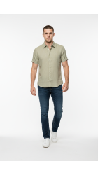 Ανδρικό Πουκάμισο Λινό Seinse CE1083SS Camicia Λαδί