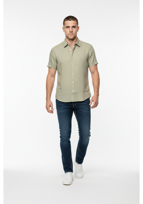 Ανδρικό Πουκάμισο Λινό Seinse CE1083SS Camicia Λαδί