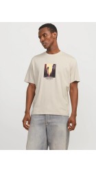 Ανδρικό T-Shirt Jack & Jones Jorveserbro Picture Tee SS Crew Neck SN 12250421Moonbeam Ανδρικό T-Shirt Jack & Jones Jorveserbro Picture Tee SS Crew Neck SN 12250421Moonbeam
